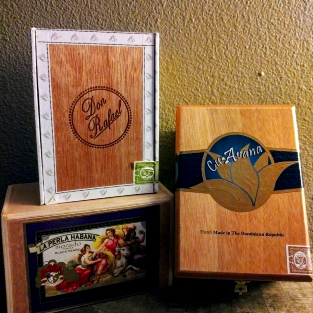 Set of 3 Wood Cigar Boxes